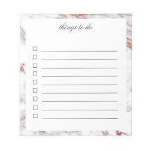 White and Gold Marble To-Do Notepad