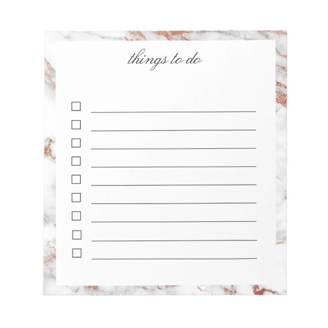 White and Gold Marble To-Do Notepad (Front)