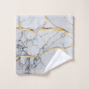 White and gold marble wash cloth