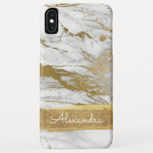 White and Gold Marble with Gold Foil and Glitter iPhone XS Max Case