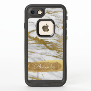 White and Gold Marble with Gold Foil and Glitter