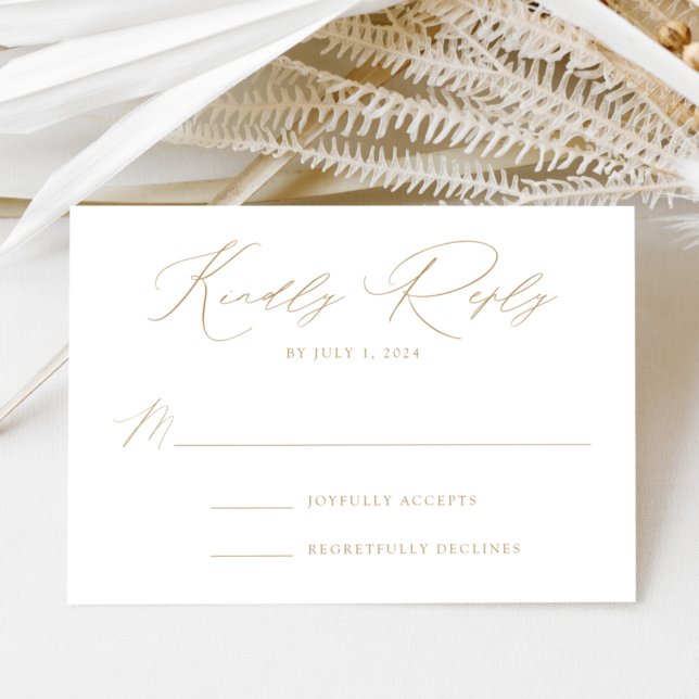 White and Gold Modern Elegance Wedding RSVP Card (Creator Uploaded)