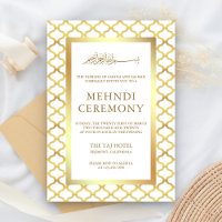 White and Gold Moroccan Quatrefoil Muslim Mehndi