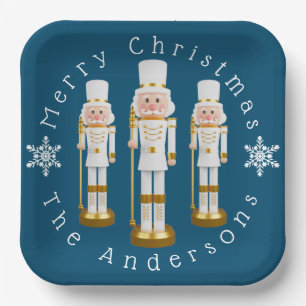 White and Gold Nutcrackers Personalize Paper Plate