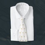 White and Gold Palm Tree Pattern For The Groom Tie<br><div class="desc">This cool tropical tie features an artistic golden palm tree pattern over a white background on the front and solid golden background on the back.</div>