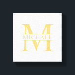 White and Gold Personalized Monogram and Name Canvas Print<br><div class="desc">Personalized Monogram and Name Gifts featuring personalized monogram in gold classic serif font style with box of name in the middle of monogram on white background. Perfect as home decors, housewarming gifts, holiday gifts for family, newlyweds and more. Please note : The foil details are simulated in the artwork. No...</div>