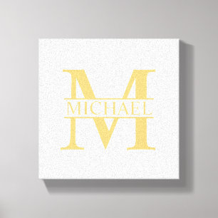 White and Gold Personalized Monogram and Name Canvas Print