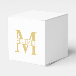White and Gold Personalized Monogram and Name Favor Box