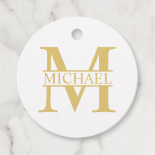 White and Gold Personalized Monogram and Name Favour Tags