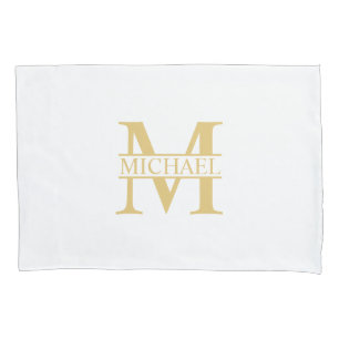 White and Gold Personalized Monogram and Name Pillowcase