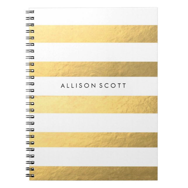 White And Gold Personalized Notebook (Front)