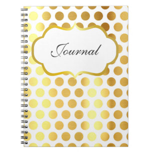 White and gold polka dot journal