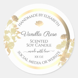 White and Gold Product Packaging Labels Floral