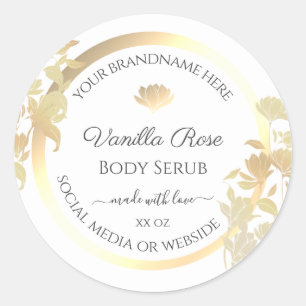 White and Gold Product Packaging Labels Floral