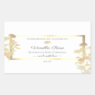 White and Gold Product Packaging Labels Floral