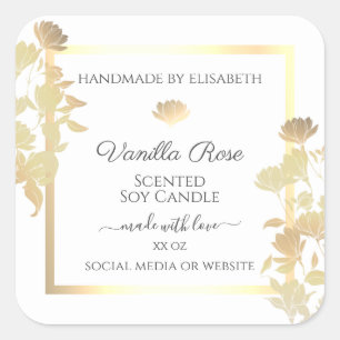 White and Gold Product Packaging Labels Floral