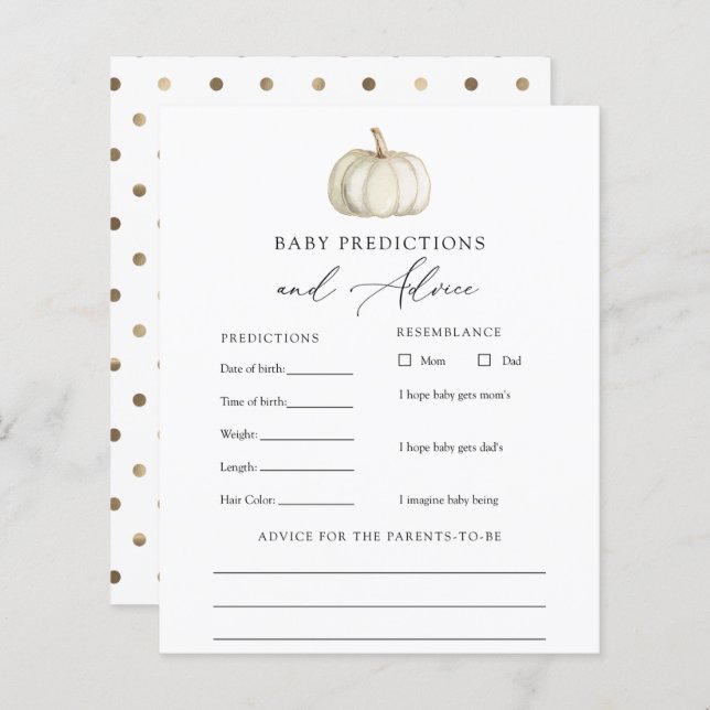 White and Gold Pumpkin Baby Advice and Predictions (Front/Back)