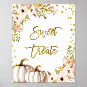White and Gold pumpkin  Sweet Treats sign