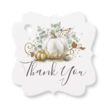 White and Gold Pumpkins Fall Thank You