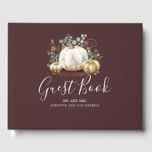White and Gold Pumpkins Fall Wedding Guest Book