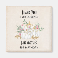 White and Gold Pumpkins Watercolor Birthday