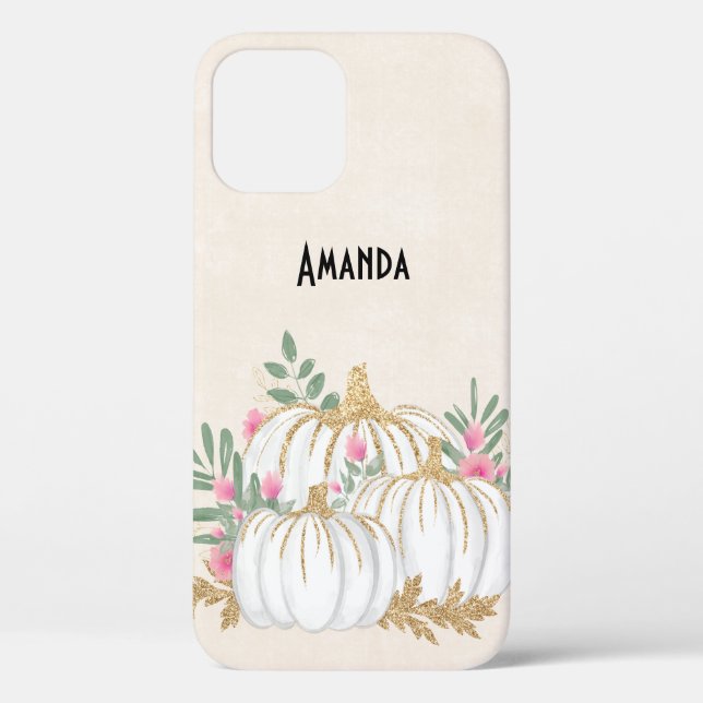 White and Gold Pumpkins Watercolor Case-Mate iPhone Case (Back)