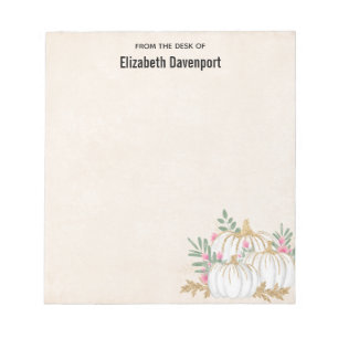 White and Gold Pumpkins Watercolor Notepad