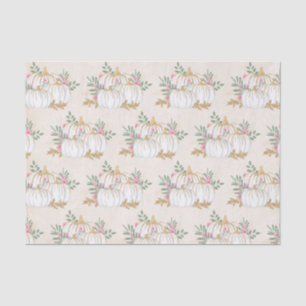 White and Gold Pumpkins Watercolor Pattern Tissue Paper