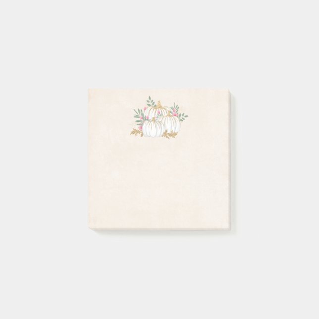 White and Gold Pumpkins Watercolor Post-it Notes (Front)