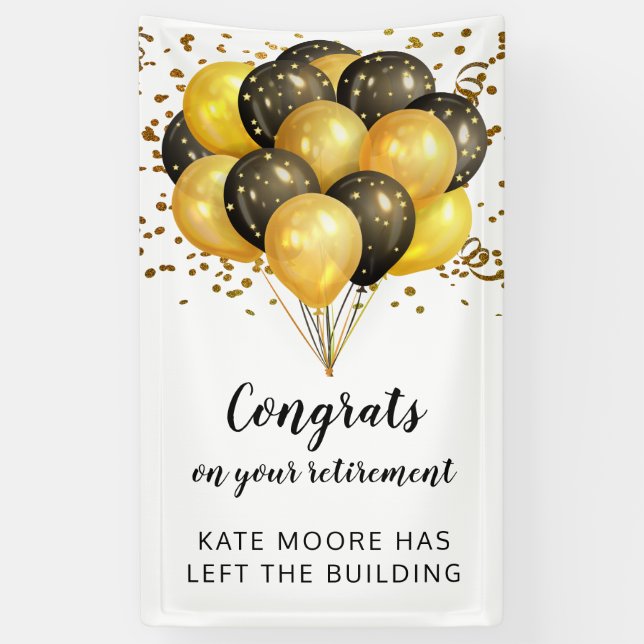 White And Gold Retirement Banner (Vertical)