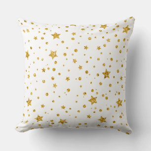 White and Gold Starry Night  Throw Pillow