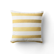 White and Gold Striped Pillow