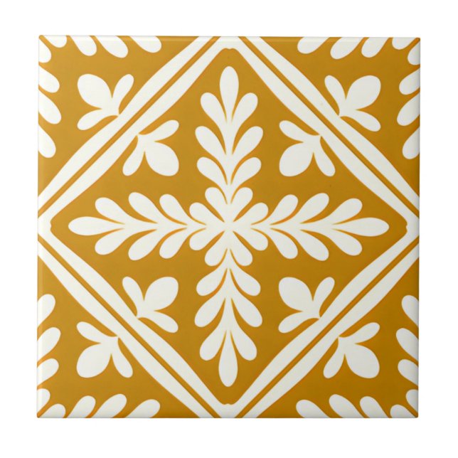 white and gold tiles contemporary floral motifs (Front)