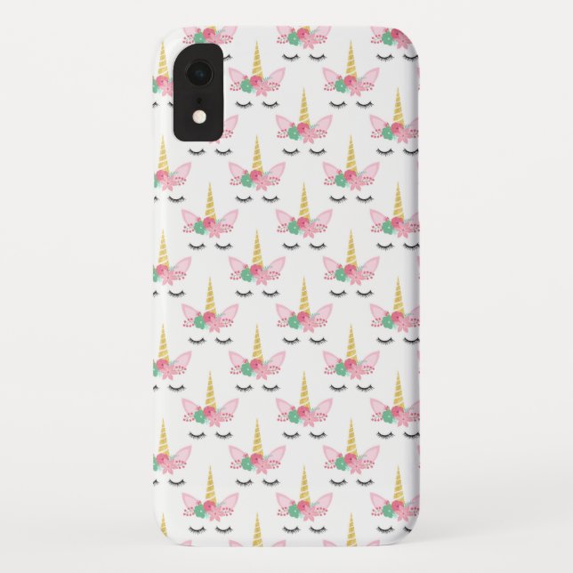 White and Gold Unicorn Face Pattern Case-Mate iPhone Case (Back)