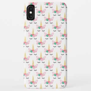 White and Gold Unicorn Face Pattern iPhone XS Max Case