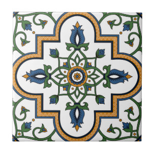 white and gold wall tiles delicate floral pattern