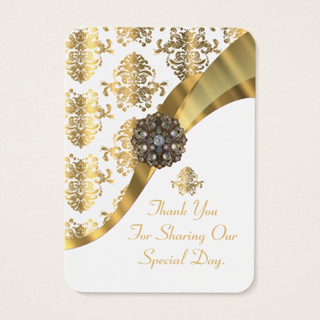 White and gold wedding favour thank you tag (Back)