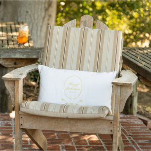 White and Gold Wedding Lumbar Pillow