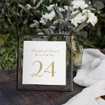 White and Gold Wedding Monogram Table Number<br><div class="desc">Simple and elegant table numbers feature a wedding monogram and two-sided square-shaped design in gold colour (can be customized to match your colour scheme).  Customize and add each table number card to your shopping cart individually.</div>