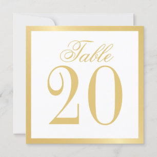 White and Gold Wedding Square Table Number Card