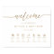 White and Gold Wedding Welcome Sign with Timeline