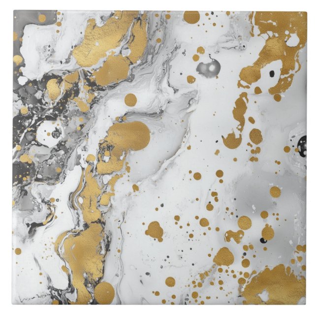 White And Golden Cozy Christmas  Tile (Front)
