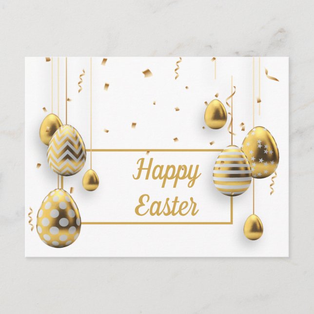 White and Golden Easter Eggs Postcard (Front)