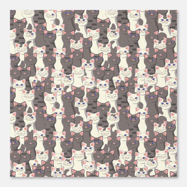 White and gray cats pattern wallpaper (Front)