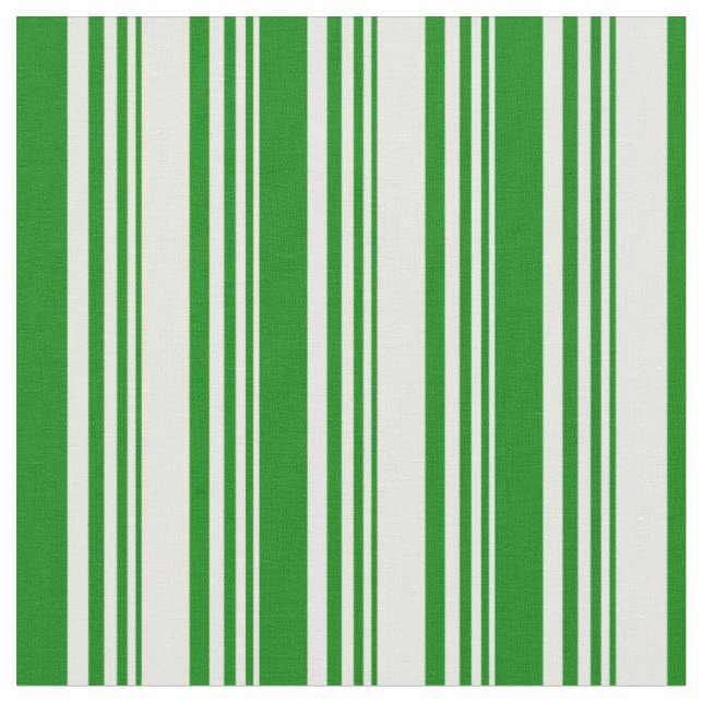 White and Green Coloured Lined Pattern Fabric (Close Up)