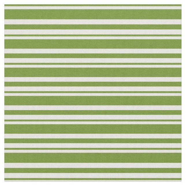 White and Green Coloured Striped Pattern Fabric (Close Up)