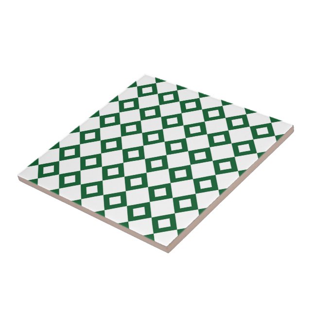 White and Green Diamond Pattern Tile (Side)