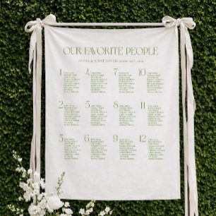 White and Green Fabric Wedding Seating Chart  Tapestry