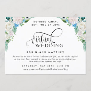 White and Green Floral Online Virtual Wedding Invitation