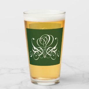 White and Green Flourish Rose Glass